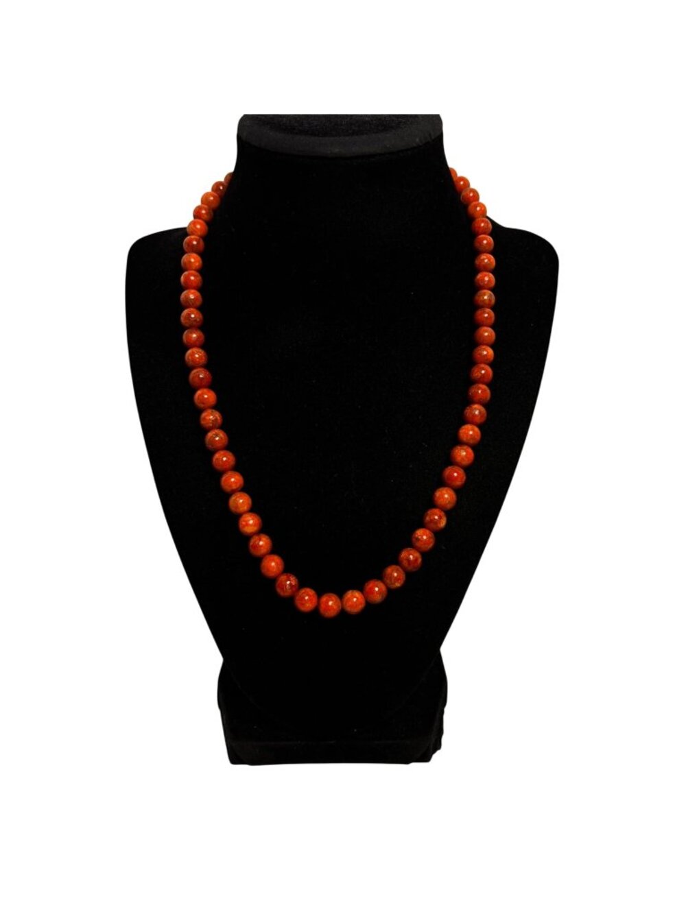 Jay King Orange Coral Necklace With DRT Signed Sterling Silver Hook Clasp (6350)
